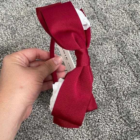 NWT Janie and Jack Burgundy Bow Headband - Picture 2 of 3